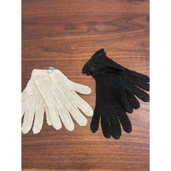 Lace Crochet Gloves Pattern PDF – Vintage Irish Crochet  Vintage womens gloves crocheted 6.5 black white French design set of two ladies